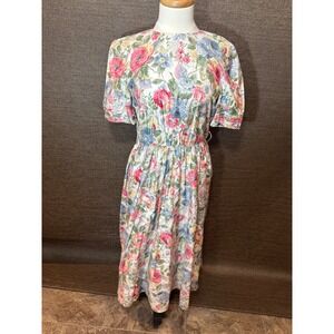 Vintage Saks Fifth Avenue The Kollection Floral Midi Cottagecore Dress Size 8